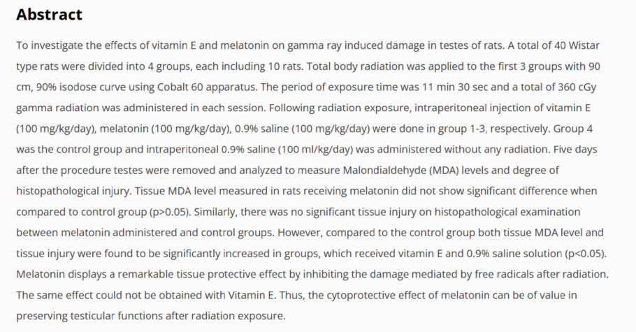 Protective effect of vitamin e and melatonin against radiation ınduced damage in testes of rats (scı-scı expandıe) Online Randevu