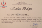 Uzm. Dr. Vildan Hacıfettahoğlu Geleneksel ve Tamamlayıcı Tıp sertifikası